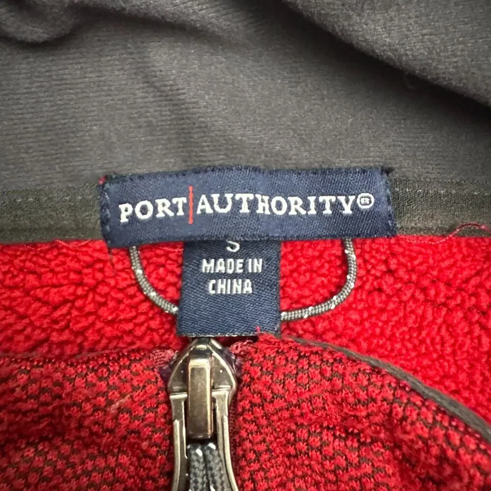 Port Authority Xfinity Pique Fleece Jacket Men Small Red Full Zip Pocket Outdoor